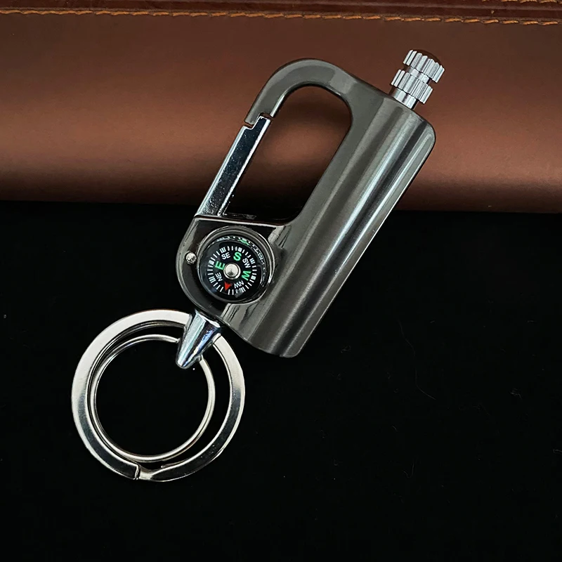 

Carabiner Permanent Match Lighter Outdoor Waterproof Compass Gasoline Keychain Flint Lighter Fire Starter Survival Tool Gadgets