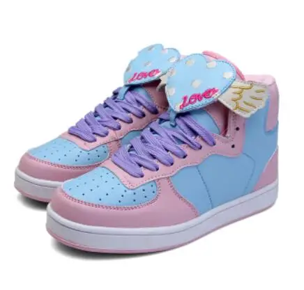 

Hot Anime Cosplay Japanese Sweet Lolita Shoes Round Head Flat Heel High Help Color Matching Kawaii Shoes Loli Cos Women Shoes