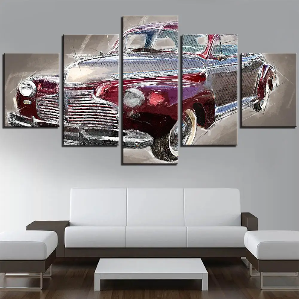 5 шт. парусиновые постеры для спортивной машины ретро тачки картина маслом