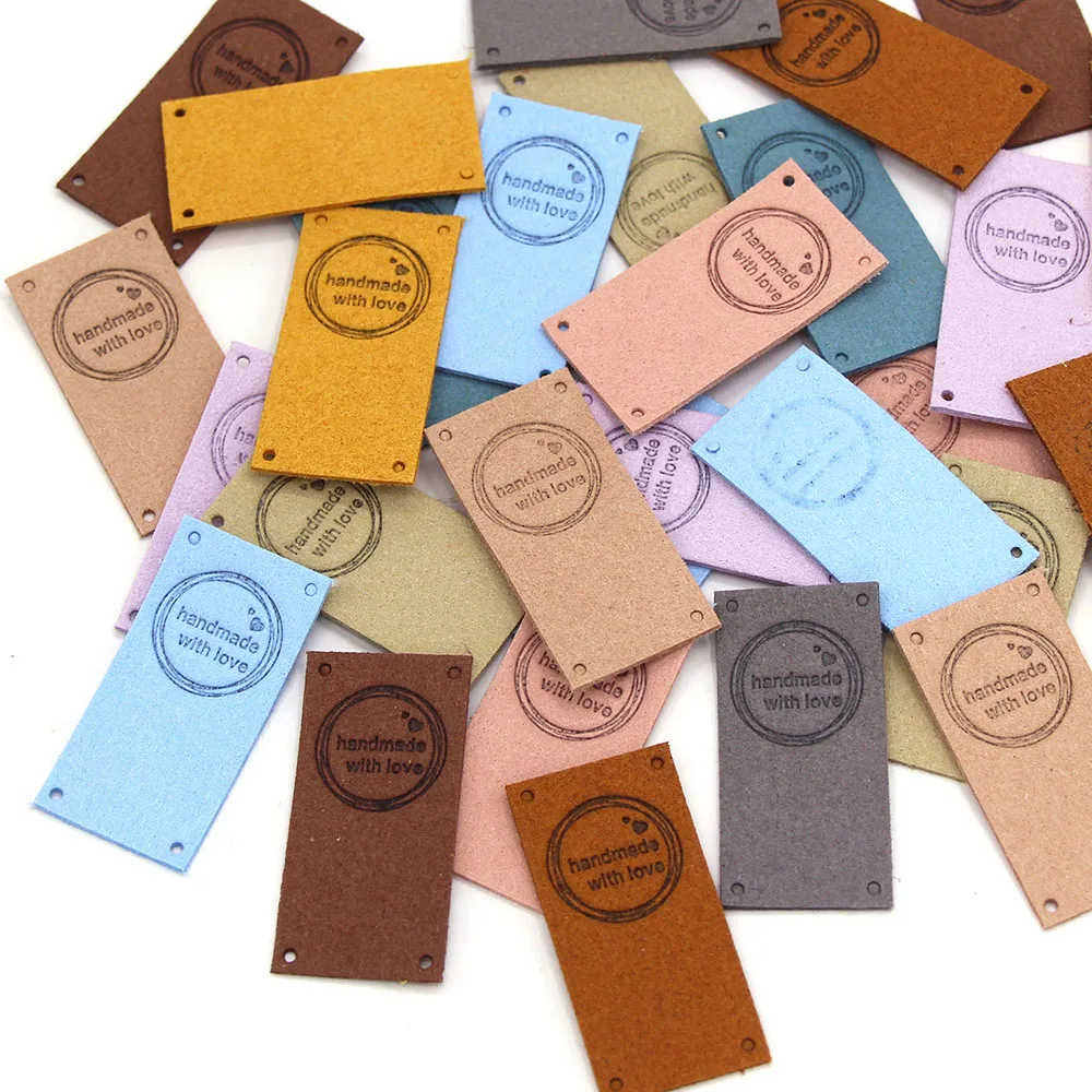 20Pcs Labels Tags Handmade Label Leather For Knitting Hats Hand Made With Love Sewing Accessories Gift Decor 2.5x5CM | Дом и сад