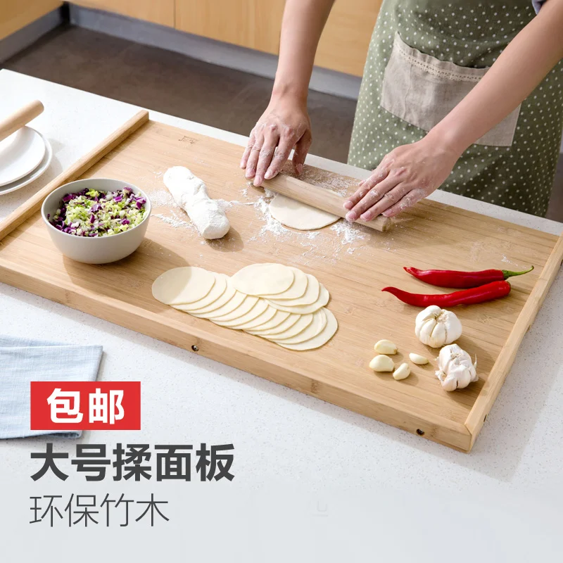 

Овощная доска большого размера, вращающаяся панель, прямоугольный нож, домашняя кухонная разделочная панель из бамбука и лица