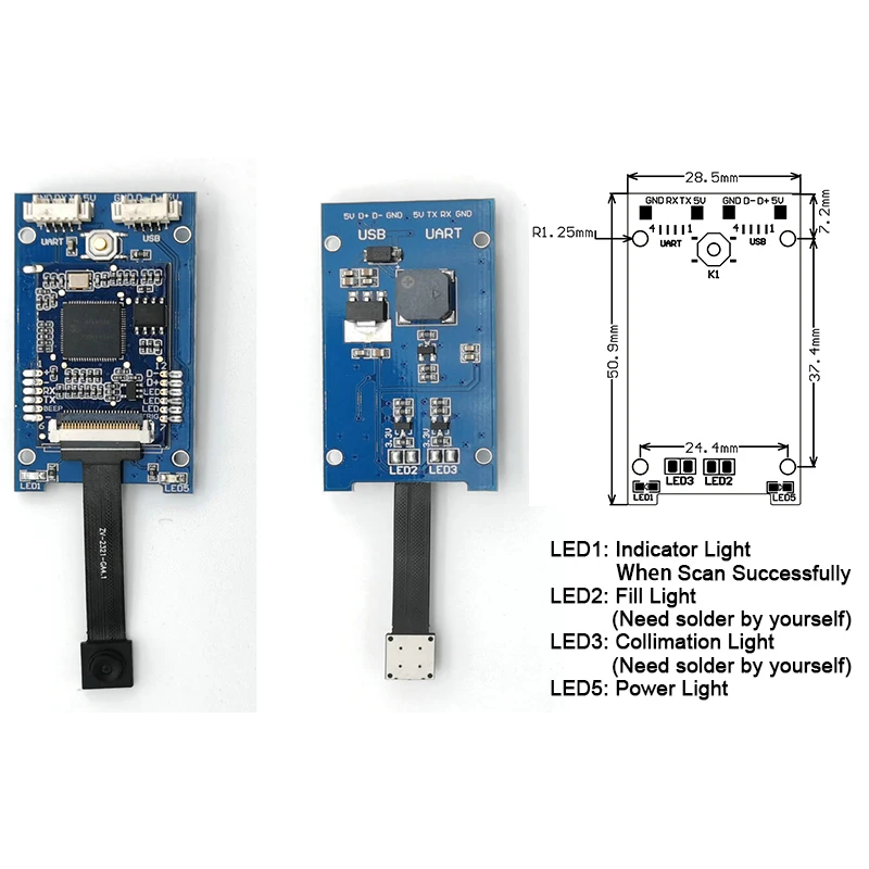 GM63F 1D 2D Быстрый дешевый считыватель QR-кода 1D/2D USB/UART сканер штрих-кода CMOS модуль |