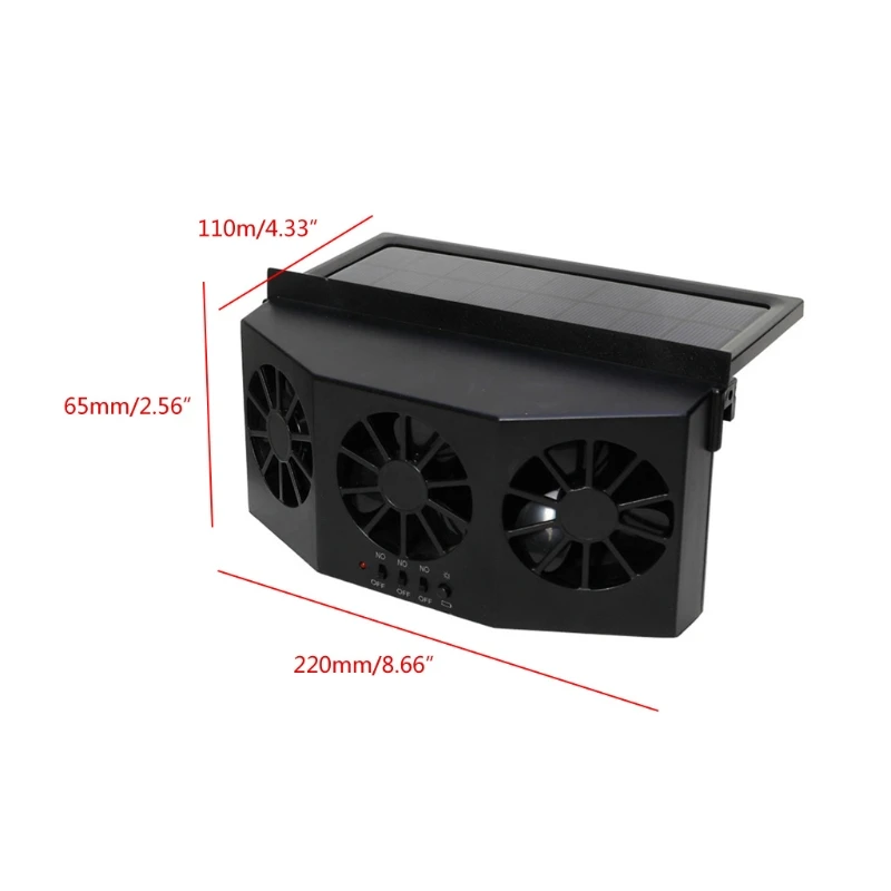 

Solar/USB Powered Car Fan Auto Front/Rear Window Air Vent Car Ventilation Fan with Rechargeable Battery