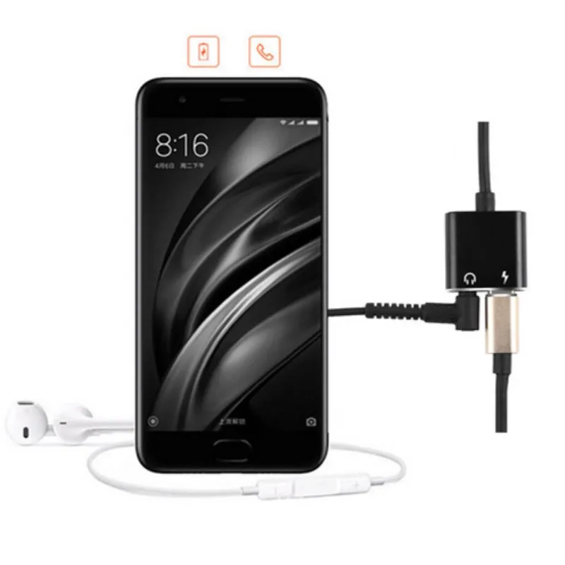 USB C Converter 2 in 1 Type to 3.5mm Male To Female Aux Jack Adapter for Xiaomi Charging Extension Earphone | Электроника