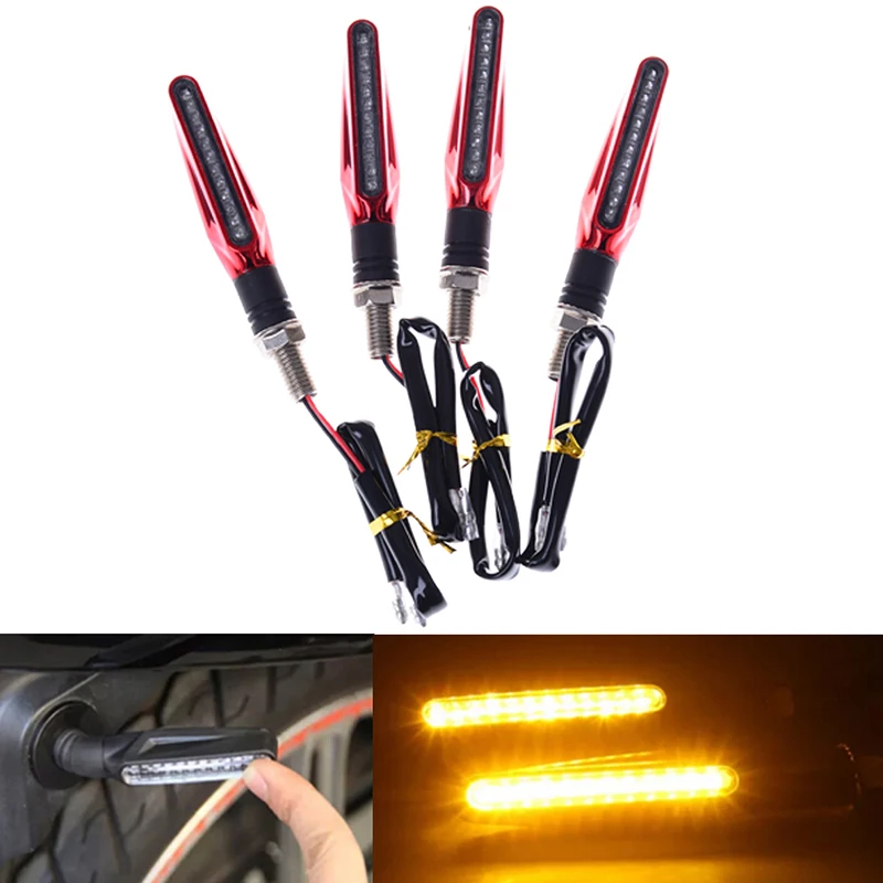 

4x Motorcycle LED Universal Red Turn Signal Lamp Motorbike Indicator Lights