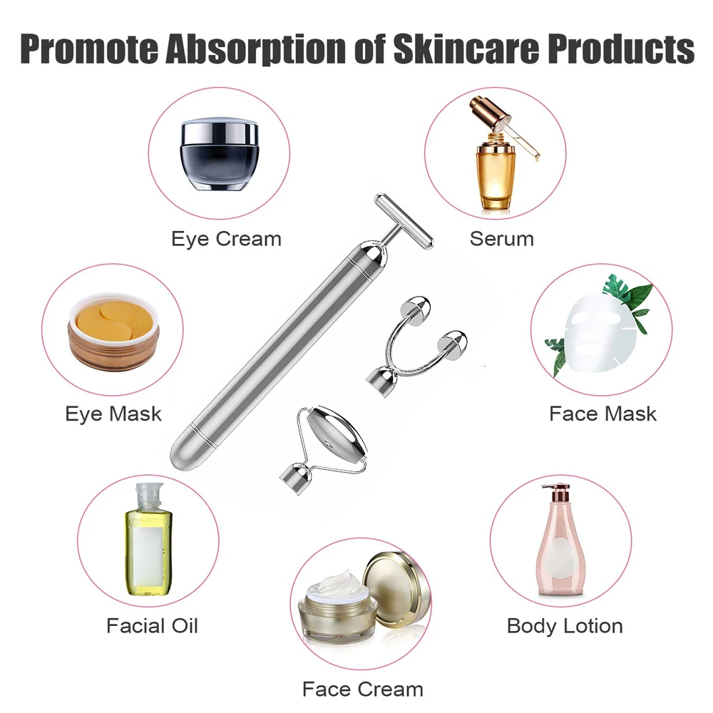 3 в 1 Электрический ролик для лица из нержавеющей стали косметический лифтинг