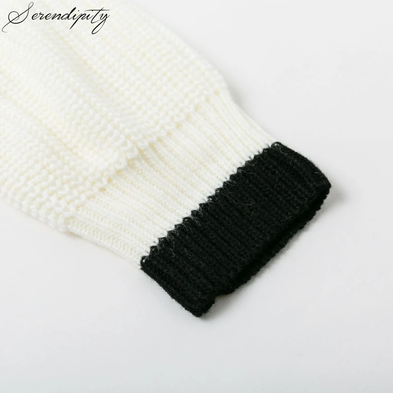 

Stripe Patchwork Knitted Sweater Women Jumper Harajuku Female Casual Loose Winter 2020 Sweaters Pullovers Computer Knitted Full