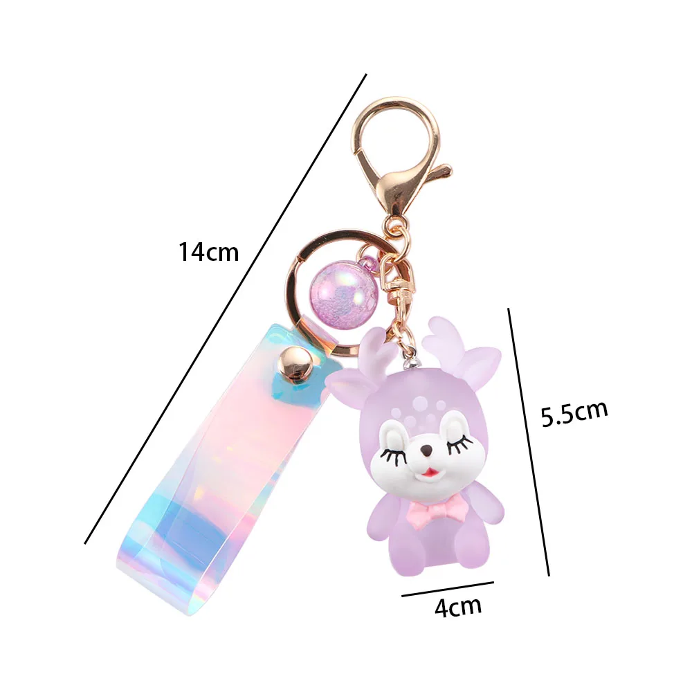 

Creative Cute Sika Deer Flashlight Keychain Women Animal Elk Key Chain Lanyard Led Car Key Ring Holder Bag Charms Pendant Gift