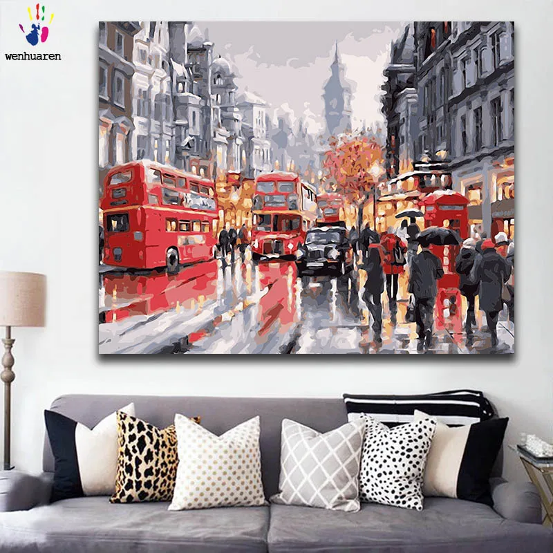 Сделай Сам картинки для раскраски по номерам с цветами Парижская улица вид на