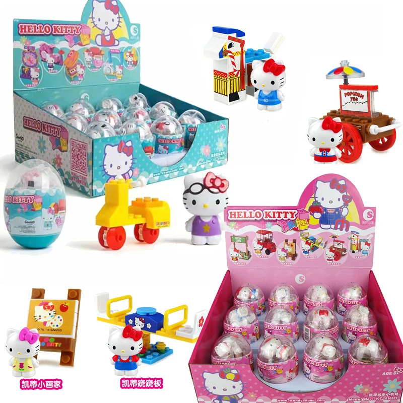 

HelloKitty Capsule Toy Blocks Blind Doos Pop Speelgoed Set Speelgoed Kind Onderwijs Insert Bouwsteen Meisje Gift