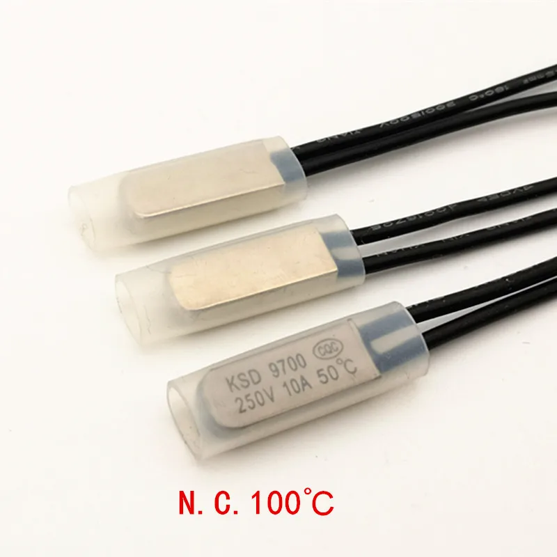 

100pcs/lot 100C 10A KSD9700 Normally Close Thermostat, Temperature Switch, NC 100Celsius, Bimetal Disc.
