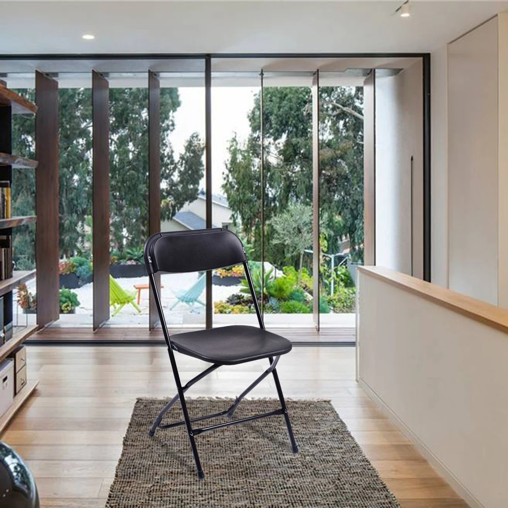 

BUYTOO 5pcs Portable Plastic Folding Chairs Black