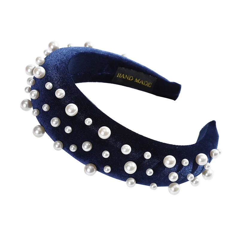 19-B AWAYTR New Retro Velvet Sponge Rhinestone Hairband For Women Padded Headband Girls Hair Accessories Hair Jewelry Free Shipping - Цвет: 19-B