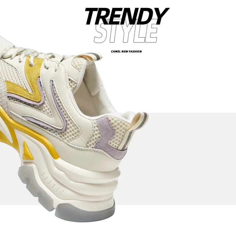 Camel Women's Sneaker Shoes Fashion Ladies Summer New Style Thick Soled Breathable Mesh Casual Chunky Shoes Women Shoes