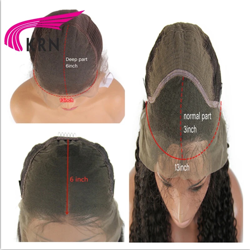 KRN кудрявые 13х6 кружева спереди Средний рацион 8 &quot-22&quot дюймов Remy человеческие