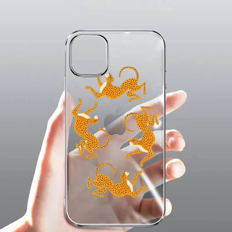 

Cartoon toned animal leopard Phone Case Transparent for Clear iPhone case 11 12 mini pro XS MAX 8 7 6 6S Plus X 5S SE 2020 XR