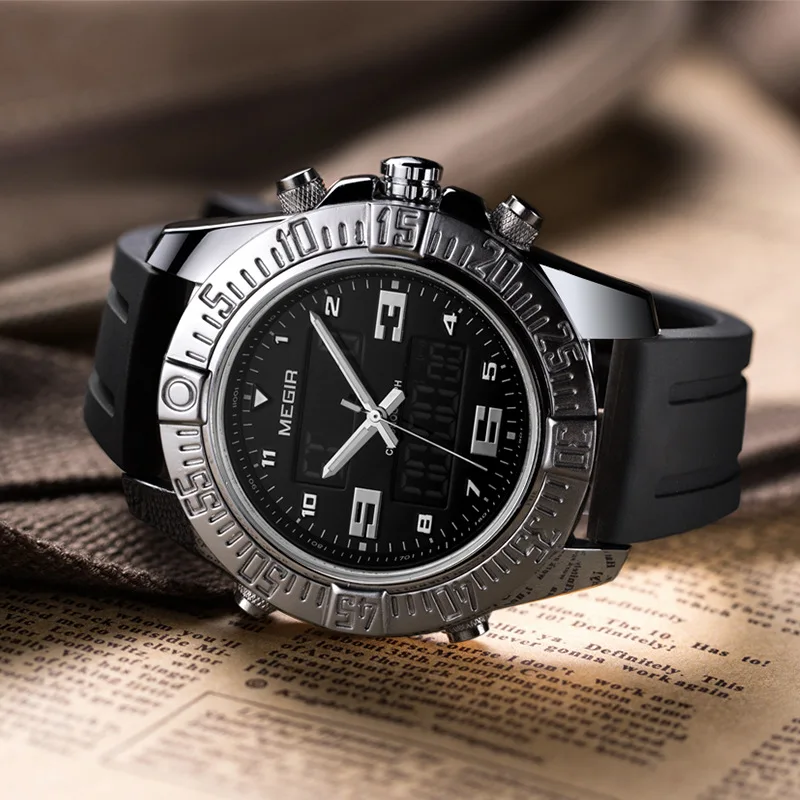 

Men New Quartz Watch Silicone Fashion Digital Sports Watches Waterproof Shockproof Men Chronograph Wrist watch