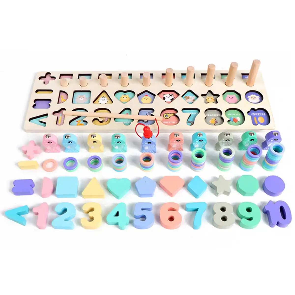

Montessori Educational Wooden Toys for Kids Montessori Toys Board Math Fishing Montessori Toys Educational for 1/2/3 Years Old