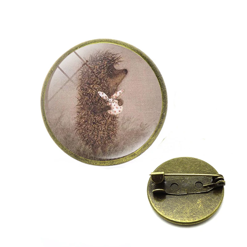 Милые животные Ежик женские броши на булавках Мужская стеклянная брошь модные