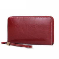 rfid leather womens wallet large capacity long oil wax cowhide luxury womens card holder purses designer famous brand wallet