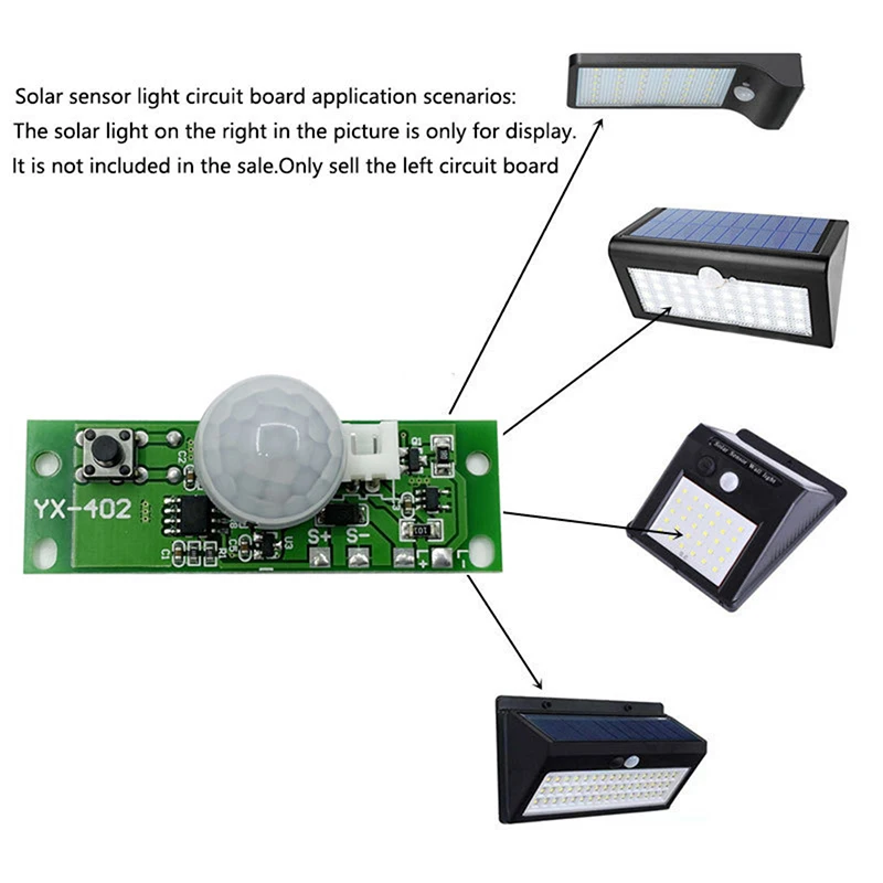 

3.7V Automatic Solar Charging Circuit Board Night Light Control Sensor Module Glass Fiber Manufacturing Three Light-on Modes