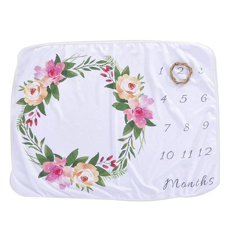 

Baby Blanket Newborn Swaddle Stroller Bedding Wrap Photo Background Monthly Growth Cartoon Number Blanket