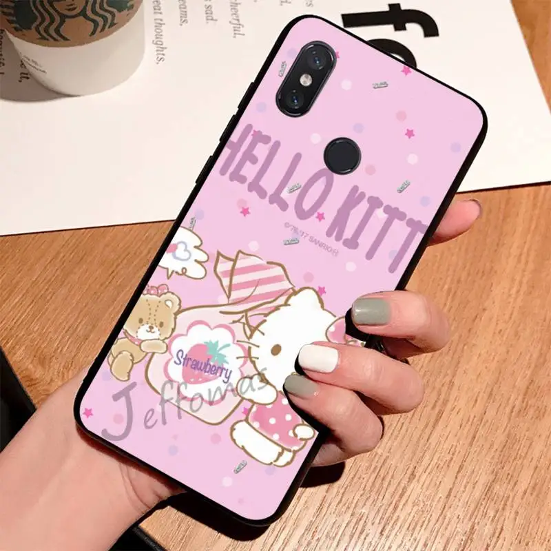 Милый розовый чехол для телефона с рисунком кошки Hello kitty Xiaomi Redmi Note 4 4x5 6 7 8 pro S2 PLUS 6A