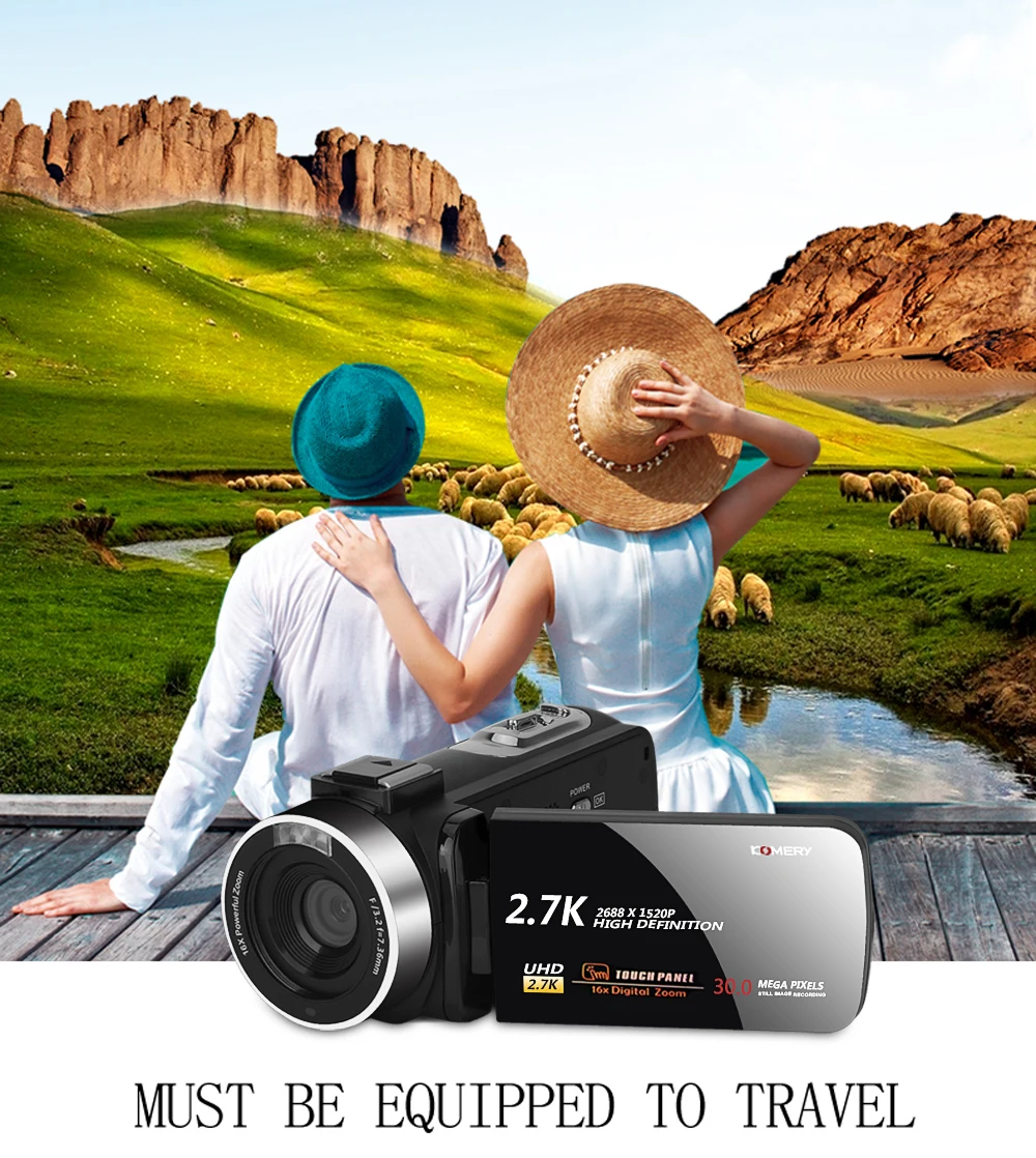 Новые поступления видеокамера KOMERY 3 0 дюймовый IPS HD сенсорный экран настоящие 2 7 K