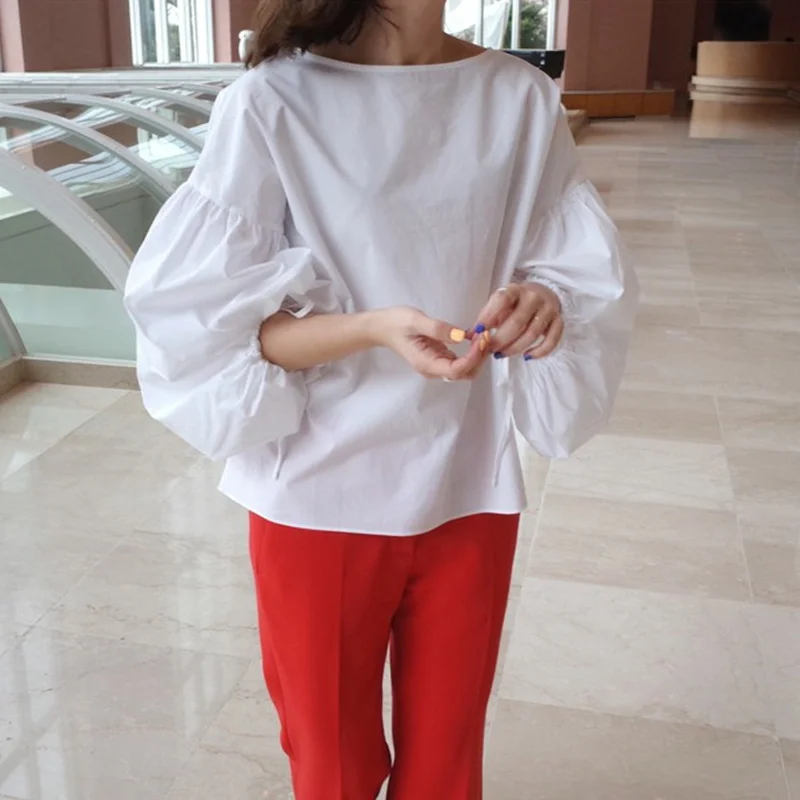 Белая хлопковая рубашка с рукавами-фонариками для кукол свободная школьная в