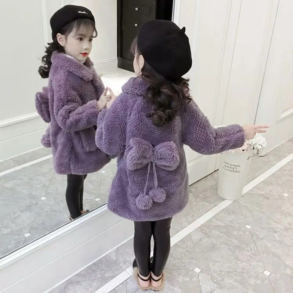 

Teenage Girls Clothing Autumn Winter Outwear Warm Fur Fur Girls Coat For 3T 4 6 8 10 Year Baby Girls 2 Colors Thick Outerwear
