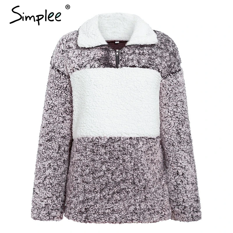 Simplee Повседневная толстовка с длинным рукавом принтом на молнии женская мягкая