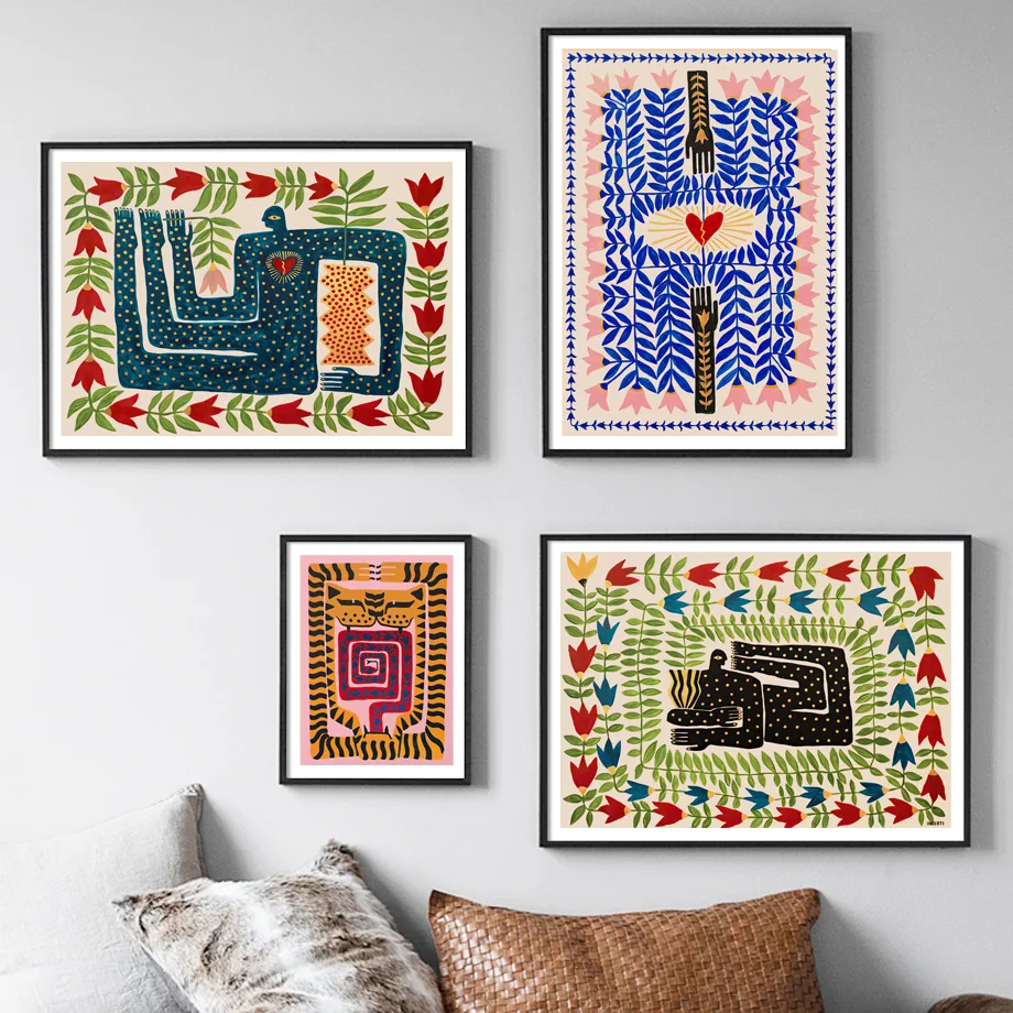 Ancient Egypt Colorful Abstract Nordic Poster Tiger Leopard Figure Wall Art Print Canvas Painting Decor Pictures For Living Room | Дом и сад