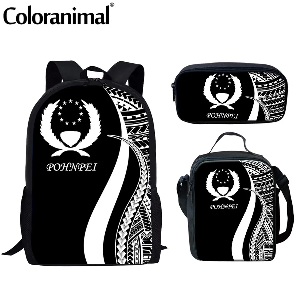 Coloranimal Gradient Color Pohnpei Polynesian Pattern Student Kid Backpack 3Pcs Teenage Boys Girls School Bag Set Daily Bolsa | Багаж и