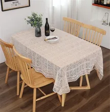 Nappe en lin pur coton ajouré en dentelle, nappe rectangulaire pour café, tapis de Table pour salon, meubles décoratifs pour la maison  (4)