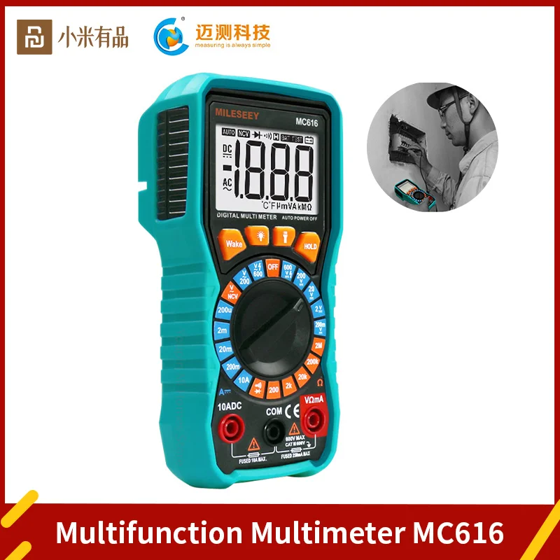 

Мультиметр Mileseey, цифровой профессиональный Электрический тестер низшей теплоты сгорания, с диодами, термометром и триодами