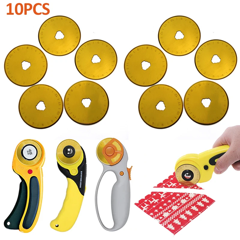 

10pcs 45mm Golden Titanium Coated Rotary Cutter Blades Fit for Olfa Fiskars Replacement Blades Paper Cutter Accessories