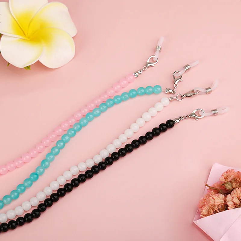 

Glass Bead Glasses Chains Candy Color Mask Chain Hanging Neck Glasses Rope Sunglasses Cord Lanyard Accessories