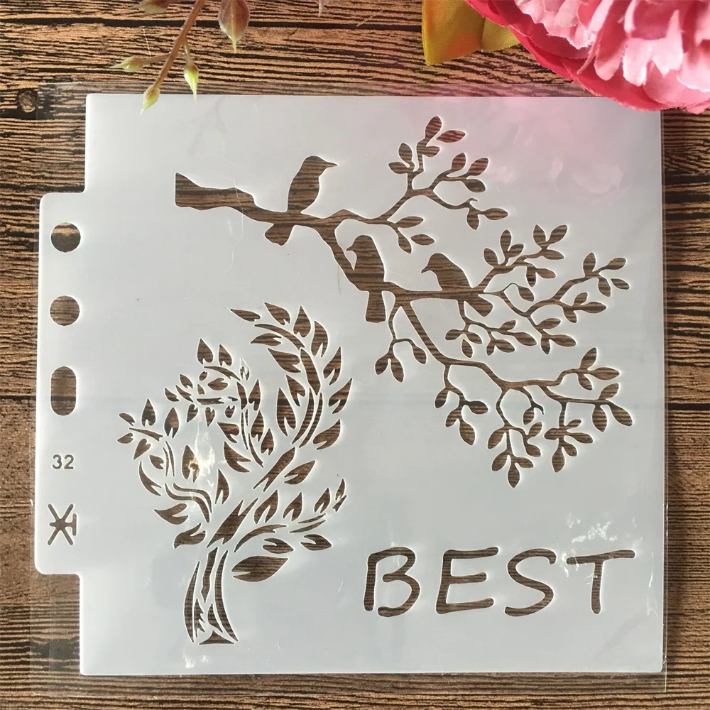 

9Pcs/Set 13cm Heart Feather Music Snow DIY Layering Stencils Painting Scrapbook Coloring Embossing Album Decorative Template