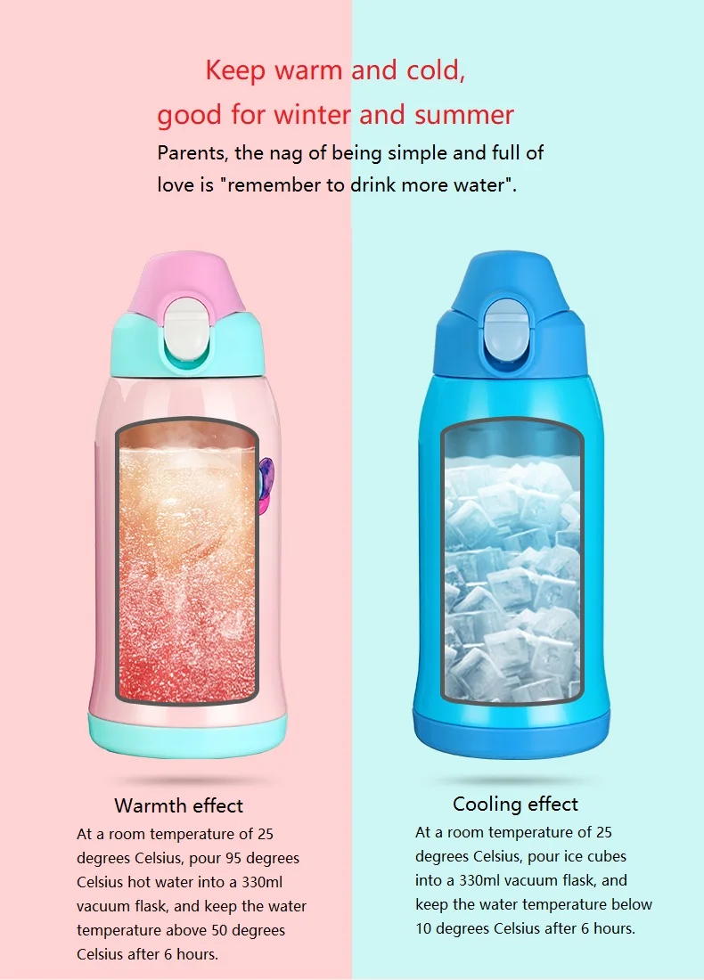 

thermal water bottles for school children Kids stainless steel bottle girls cartoon cups Baby cute Feeding thermo drinking cup