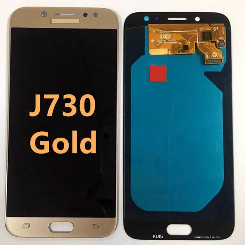 Супер Amoled pantalla lcd для samsung Galaxy J7 Pro J730 J730F pantalla lcd y montaje de digitalizador с панталом - Цвет: Gold