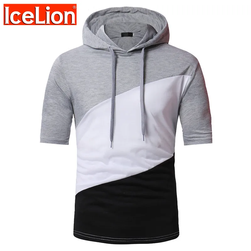 

IceLion 2021 Summer New Fashion Classic Tshirt Men Streetwear Casual Tees With Hats Mens Clothing Short Sleeve Hooded T-shirts