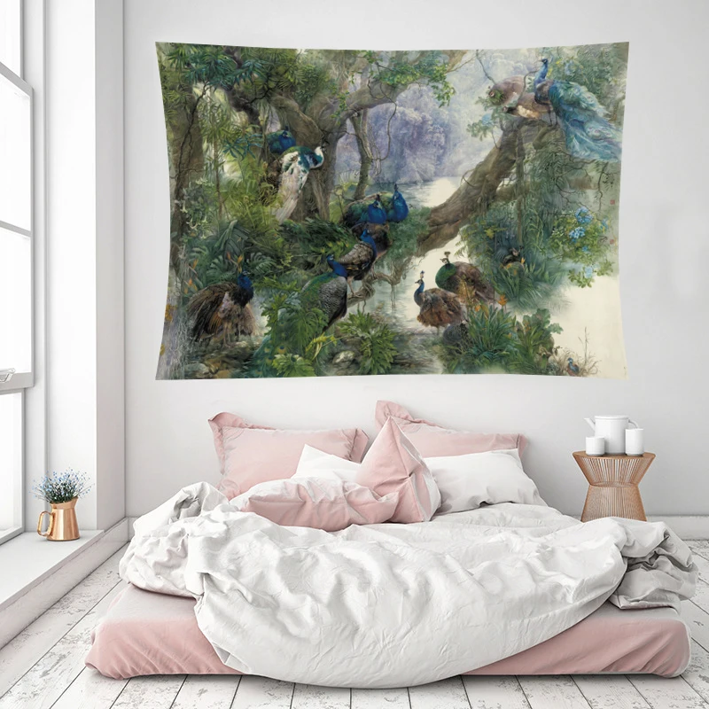 Элегантный гобелен с птицами на стене Звездное птица пейзажные гобелены лес Йога