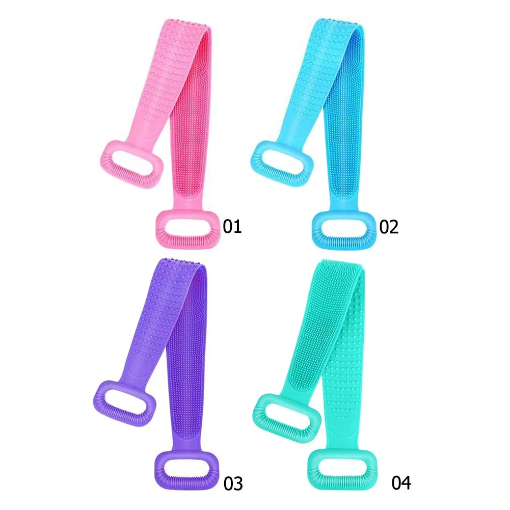 

Double Sided Silicone Washer Bathroom Exfoliating Bath Brush Strip Cleaner Back Mud Long Strip Pull Back Massage Brush