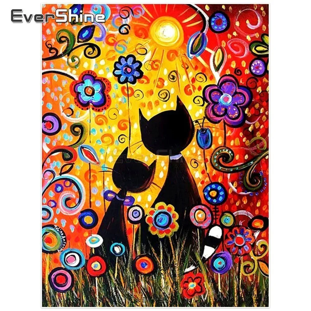 Evershine DIY 5D Diamond Painting Cross Stitch Cat Pictures Of Rhinestones Full Square Embroidery Animals Children Gift|Алмазная