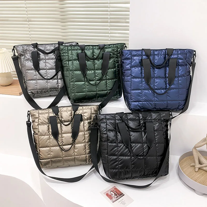 2021 Large Capacity Ladies Down Bag Winter Fashion Space Cotton Handbags Women Shoulder Crossbody Bags Brand Designer Luxury Bag