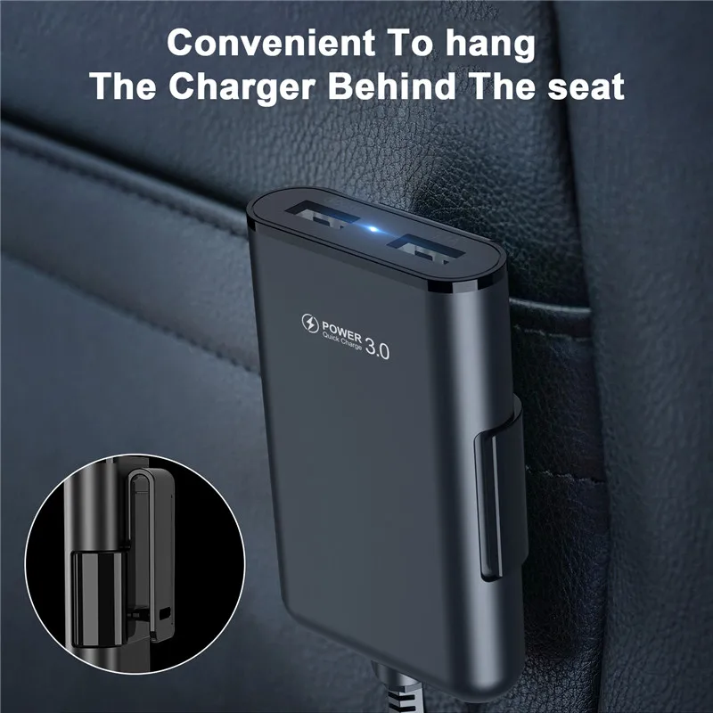 USLION, мульти USB, 4 порта, QC 3,0, автомобильное зарядное устройство, быстрая зарядка, телефон, быстрая зарядка, передний задний сиденье, зажим, зарядный адаптер, портативная вилка для iPhone