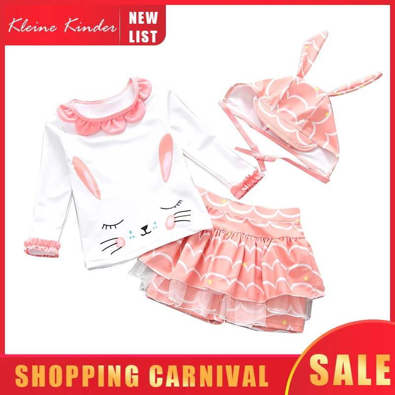 Детский купальник UPF50 Купальник для девочек из 3 частей с длинным рукавом Защита