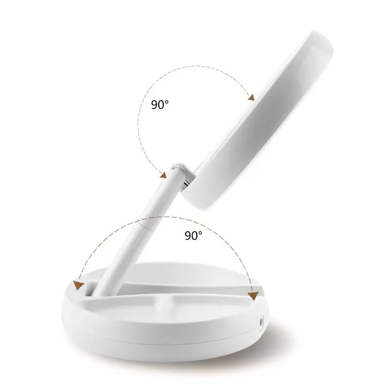 Портативное складное двустороннее модное светодиодное зеркало для макияжа с