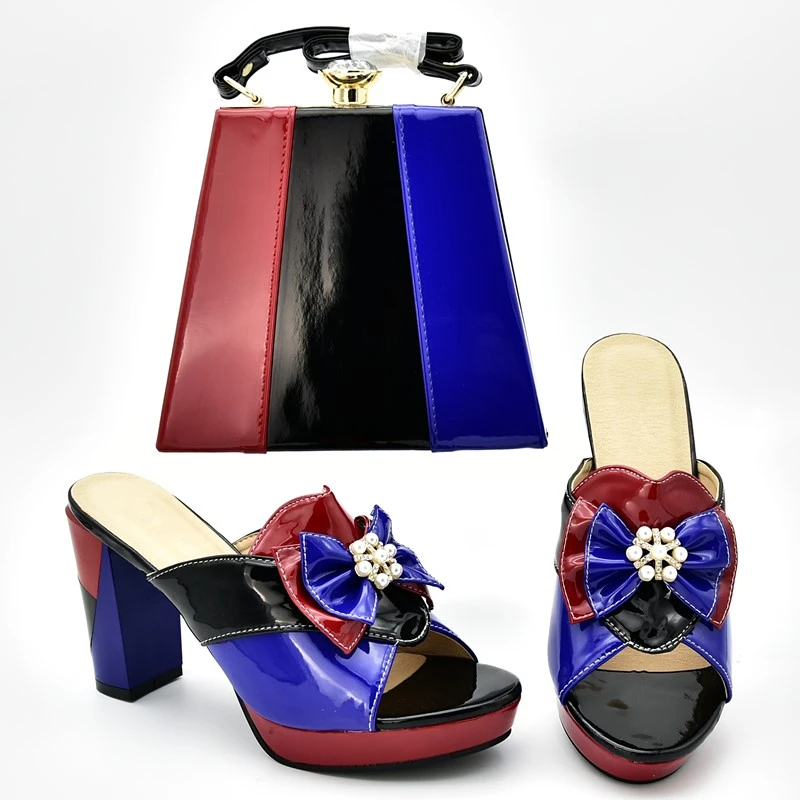 Комплект из обуви и сумки в нигерийском стиле вечерние туфли на каблуке сумочка