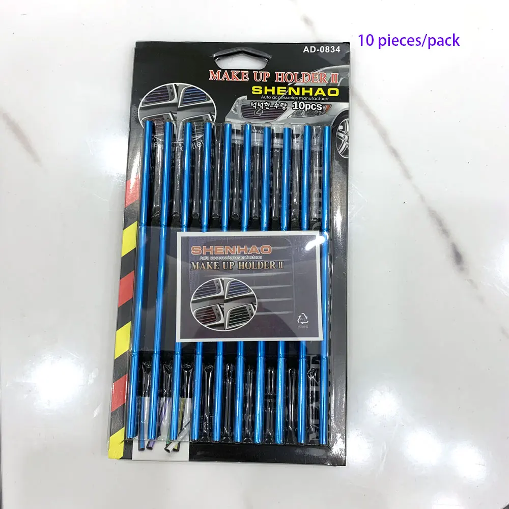 

10 Pcs Colorful Car DIY Interior Air Conditioner Outlet Vent Grille Chrome Decoration Strip Silvery Car styling